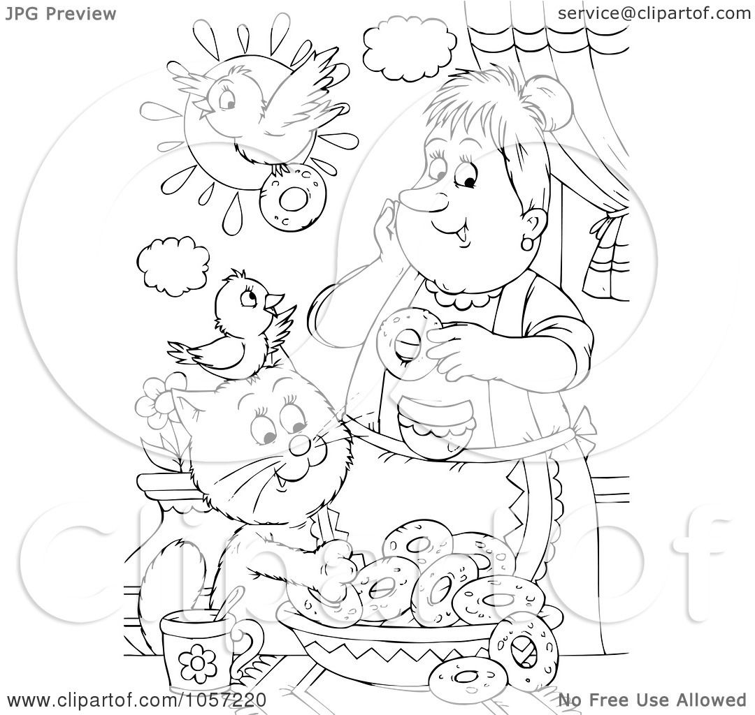 Royalty-Free Clip Art Illustration of a Coloring Page Outline Of A Cat