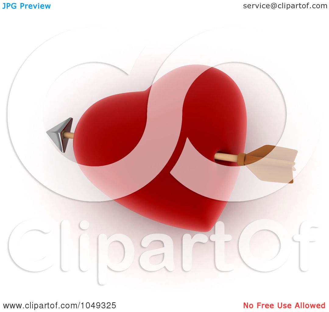 Royalty Free Rf Clip Art Illustration Of A 3d Cupids Arrow Through A Heart By Bnp Design 0143