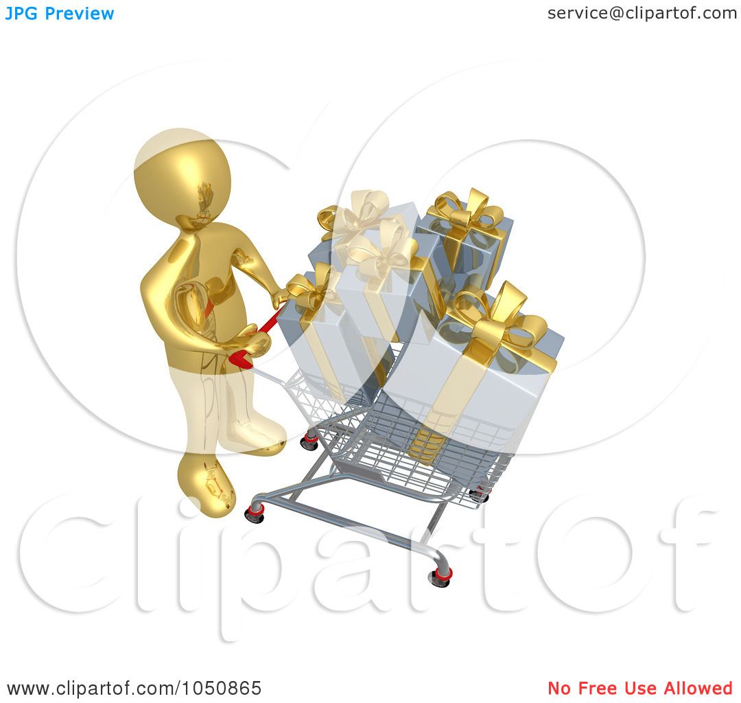 RoyaltyFree (RF) Clip Art Illustration of a 3d Gold Man