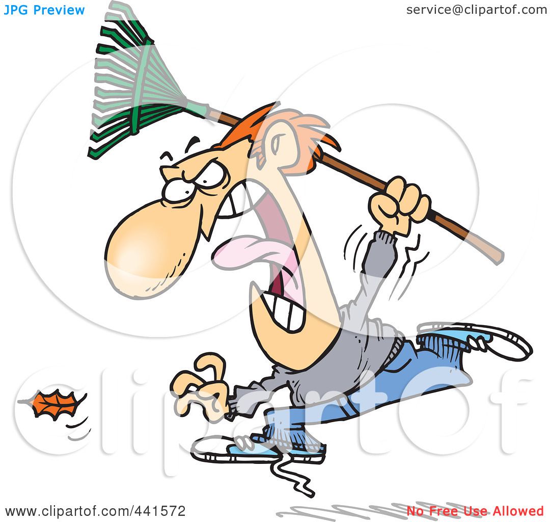 Royalty-Free (RF) Clip Art Illustration of a Cartoon Angry Man Chasing ...