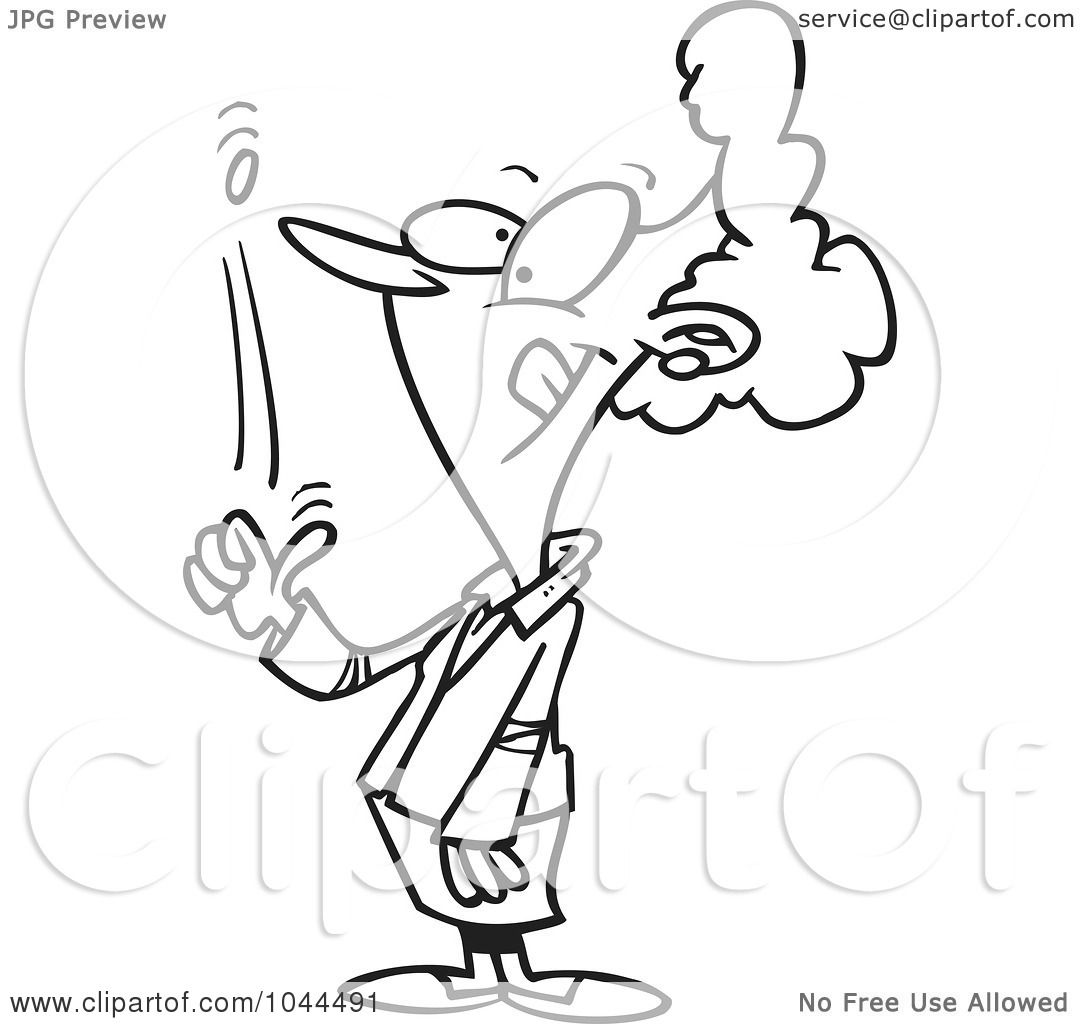 Download Royalty-Free (RF) Clip Art Illustration of a Cartoon Black And White Outline Design Of A Happy ...