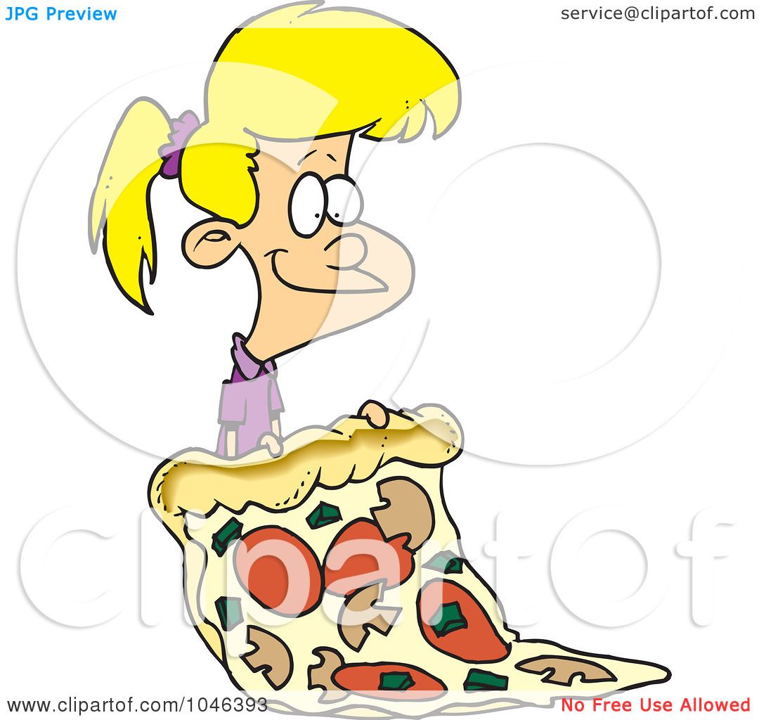 Royalty-Free (RF) Clip Art Illustration of a Cartoon Girl With A Giant
