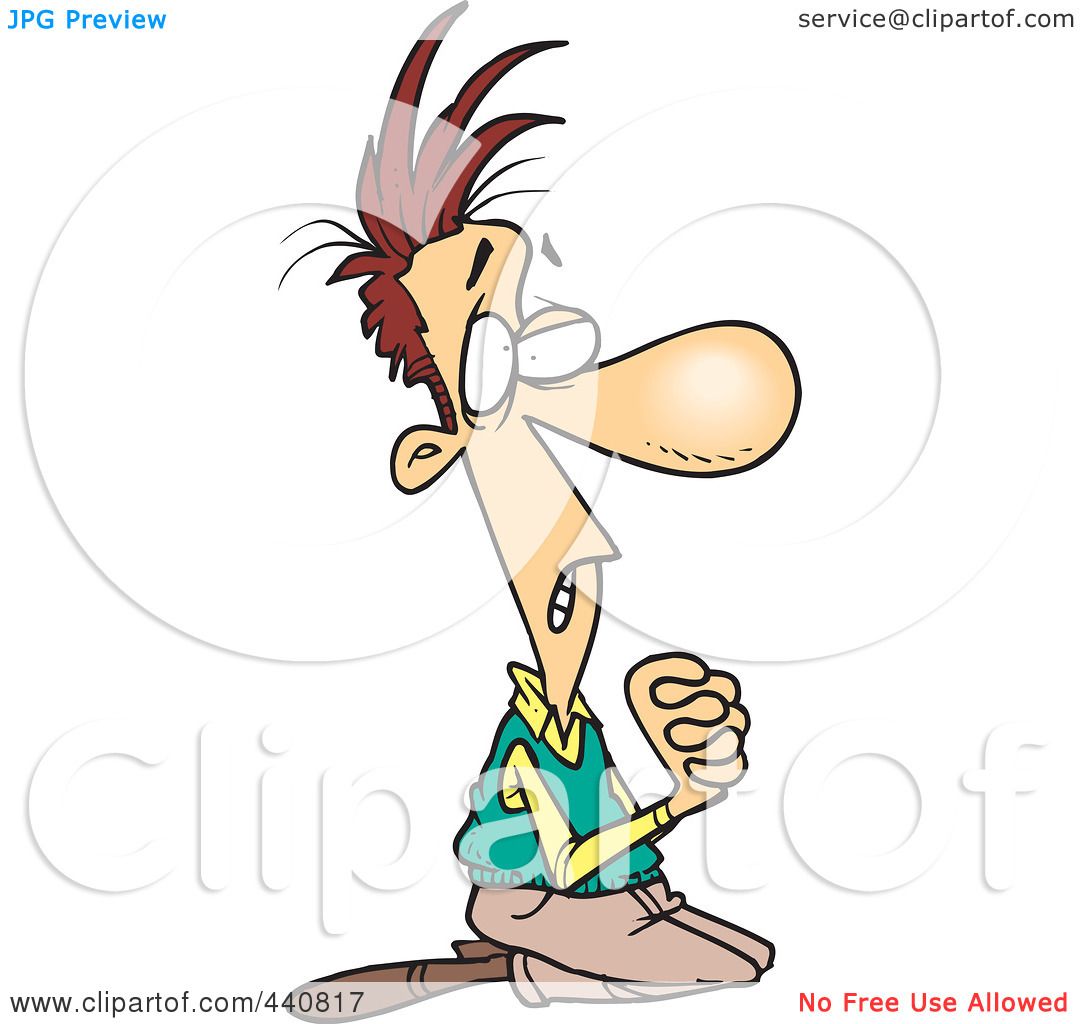 Royalty-Free (RF) Clip Art Illustration of a Cartoon Man Kneeling And  Begging by toonaday #440817