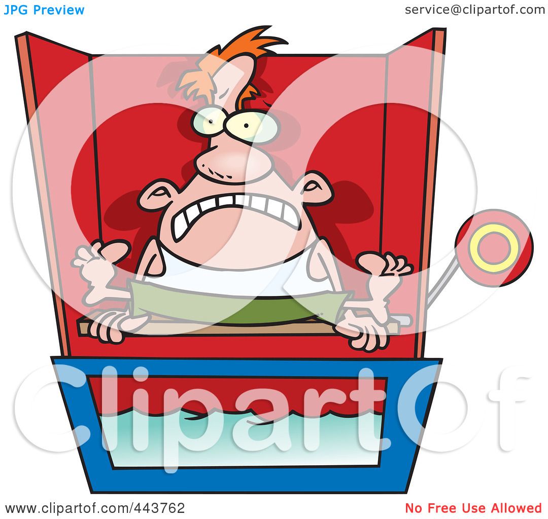Royalty-Free (RF) Clip Art Illustration of a Cartoon Man Sitting On A Dunk  Tank by toonaday #443762