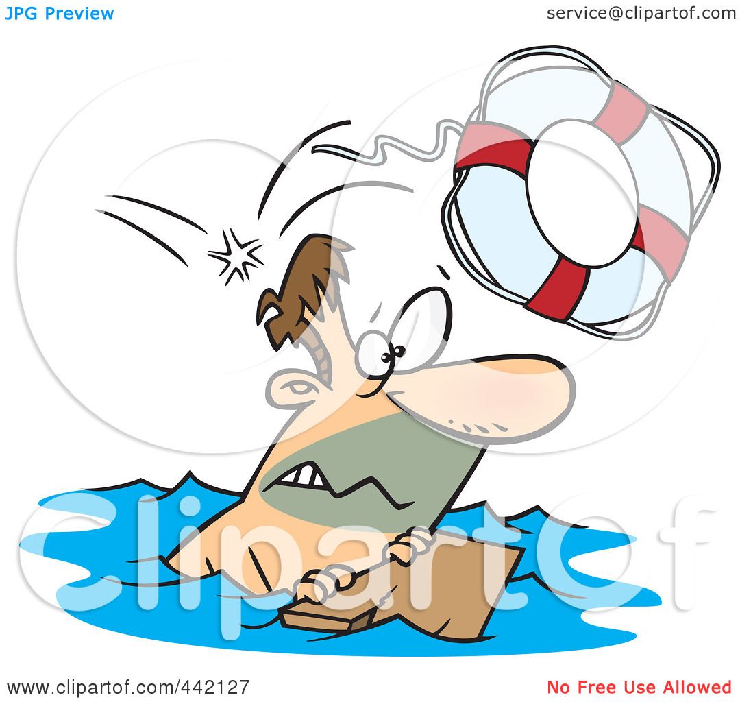 Royalty-Free (RF) Clip Art Illustration of a Cartoon Overboard Man ...