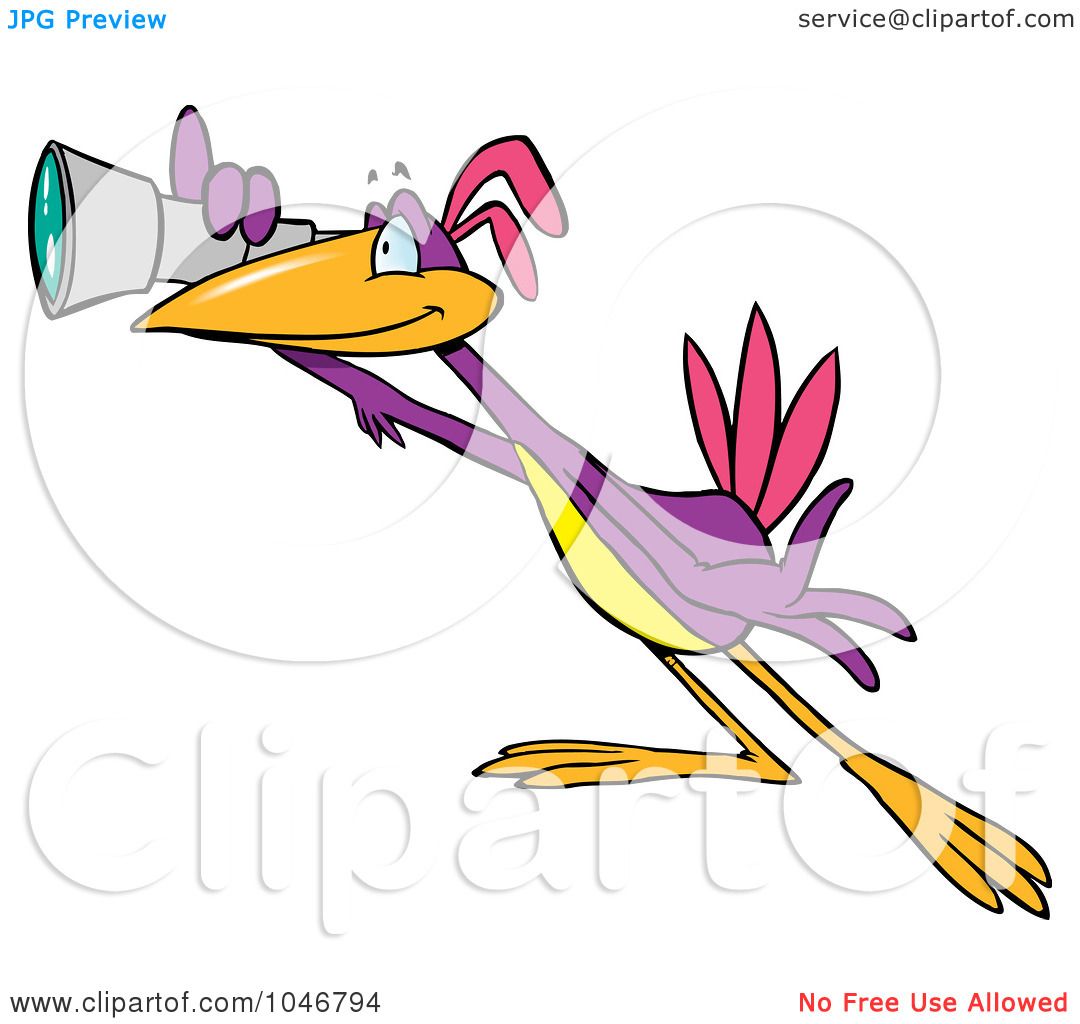 Royalty Free Rf Clip Art Illustration Of A Cartoon Scoping Bird Using 