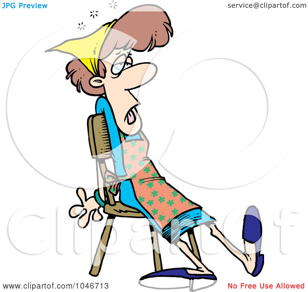 Royalty-Free (RF) Clip Art Illustration of a Cartoon Tired Maid Sitting ...