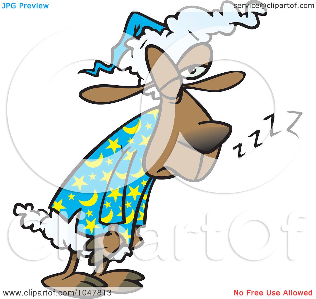 Royalty-Free (RF) Clip Art Illustration of a Cartoon Tired Sleepless Sheep  by toonaday #1047813