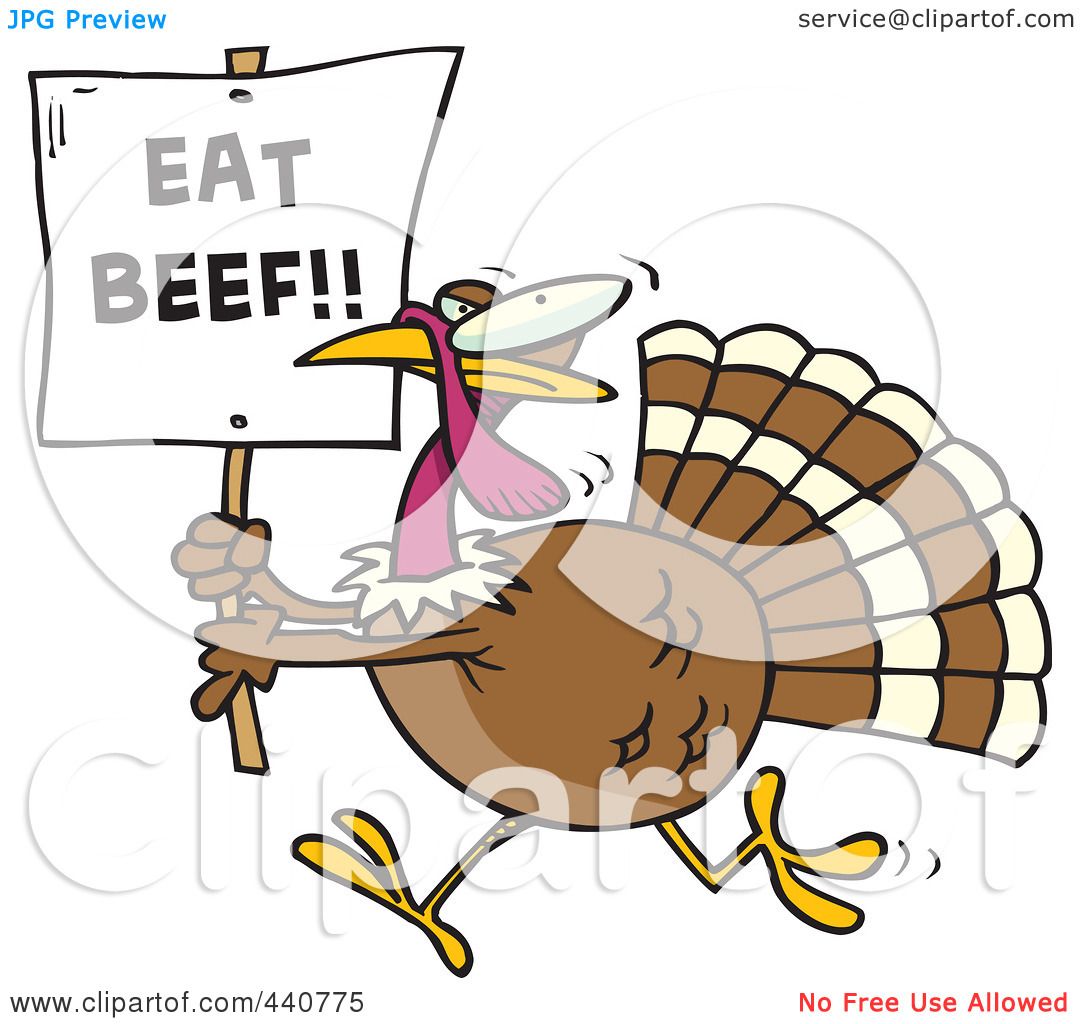 Royalty-Free (RF) Clip Art Illustration of a Cartoon Turkey With An Eat ...