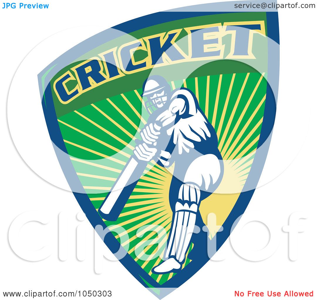 Royalty-Free (RF) Clip Art Illustration of a Cricket Player Logo - 6 by ...