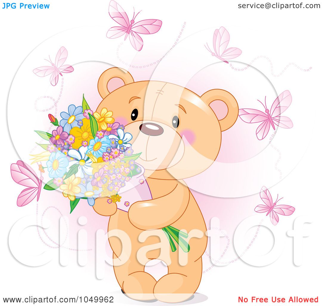 teddy bear with flowers clipart - photo #38