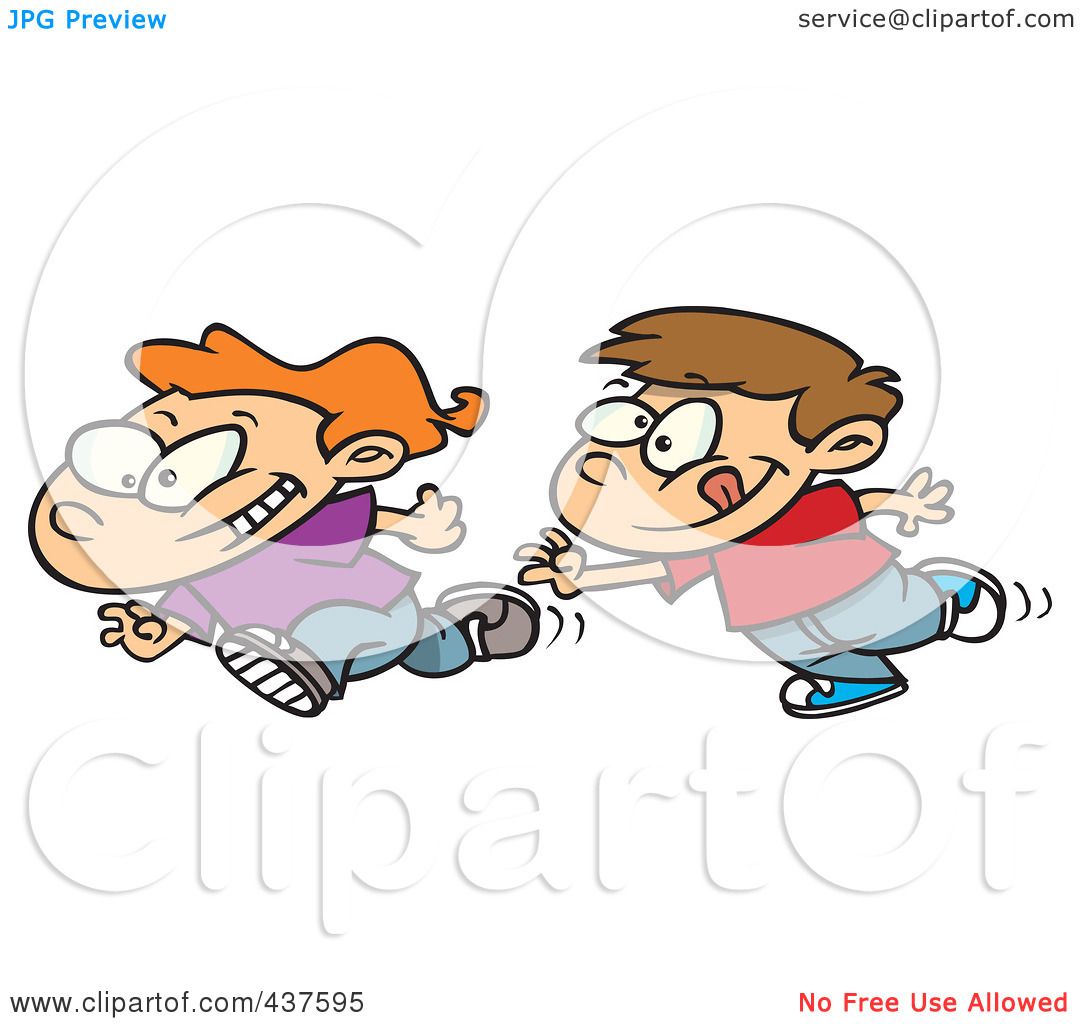 Royalty-Free (RF) Clip Art Illustration of Cartoon Boys Playing