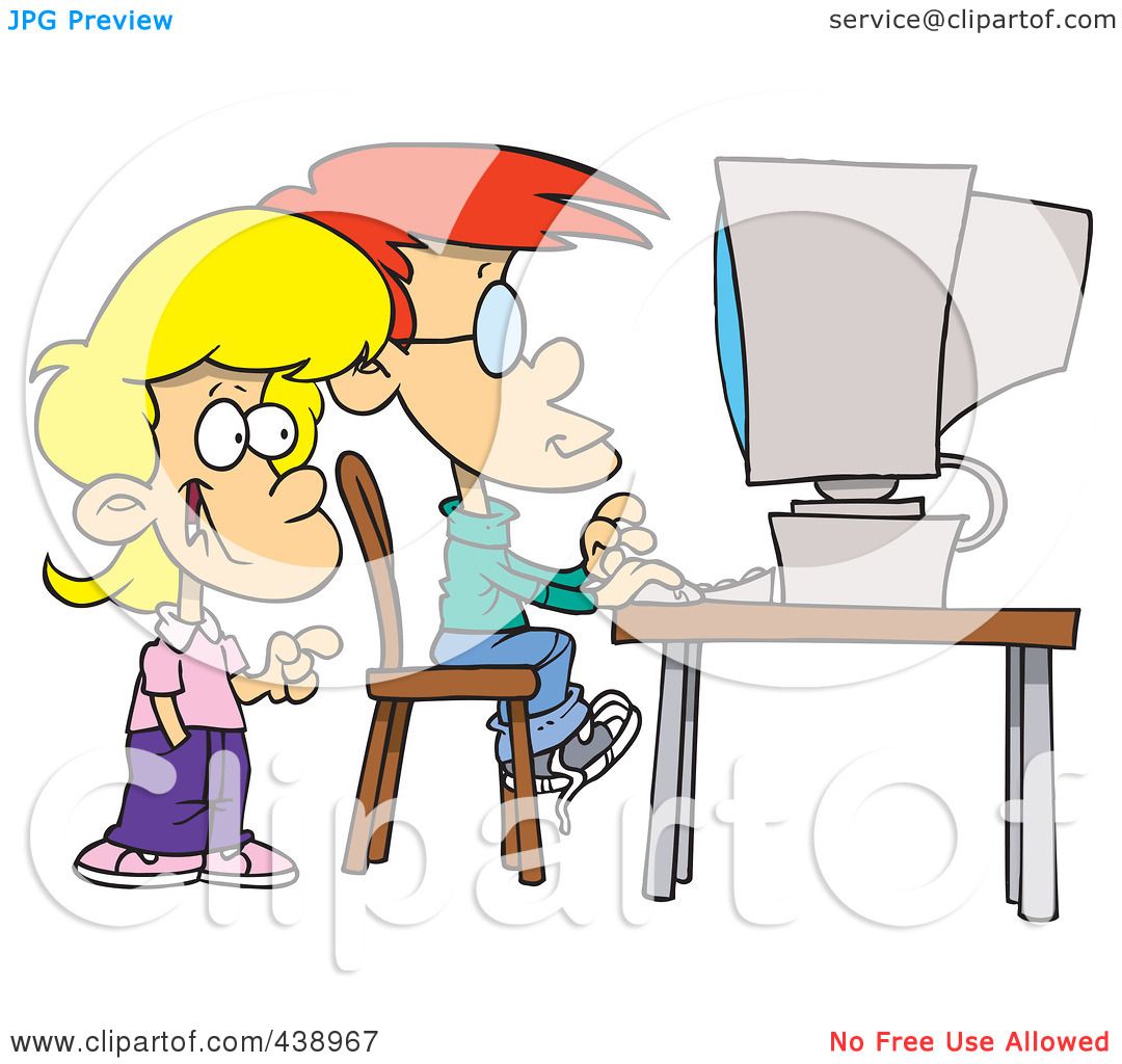 Group of children using computer Royalty Free Vector Image