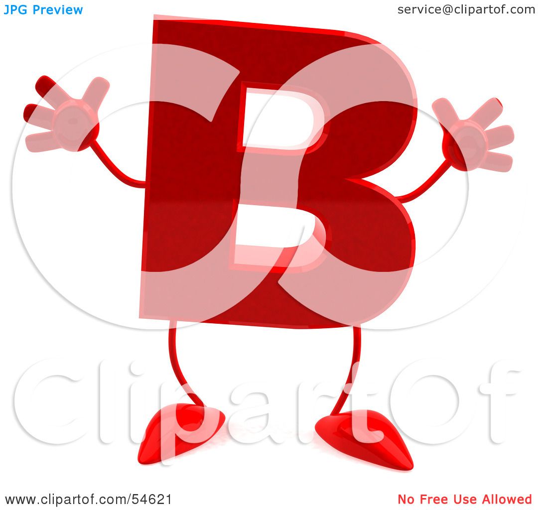 royalty-free-rf-clipart-illustration-of-a-3d-red-letter-b-with-arms