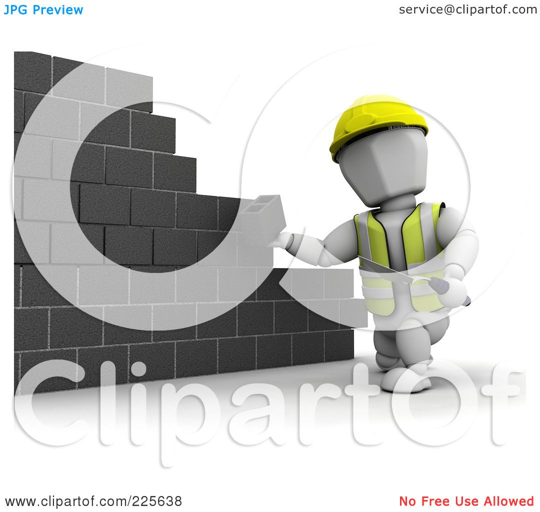Royalty-Free (RF) Clipart Illustration of a 3d White Character Building