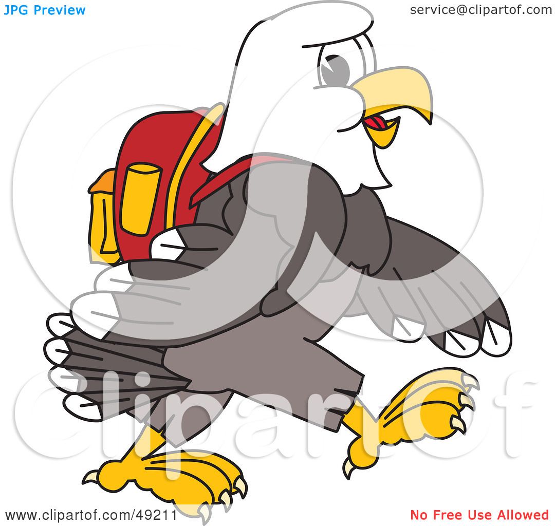 Royalty-Free (RF) Clipart Illustration of a Bald Eagle Character Walking  And Wearing a Backpack by Toons4Biz #49211