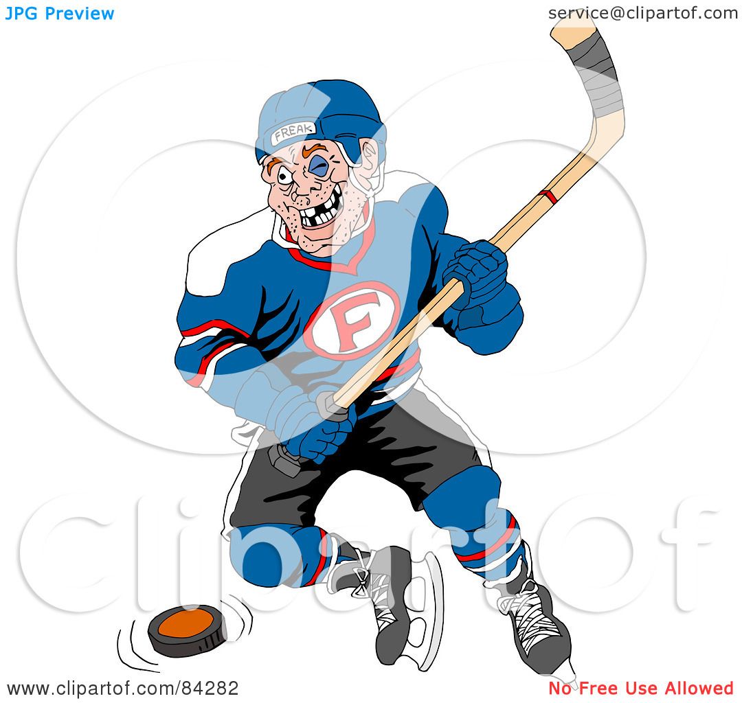 Cartoon stick man drawing illustration of Ice Hockey Player
