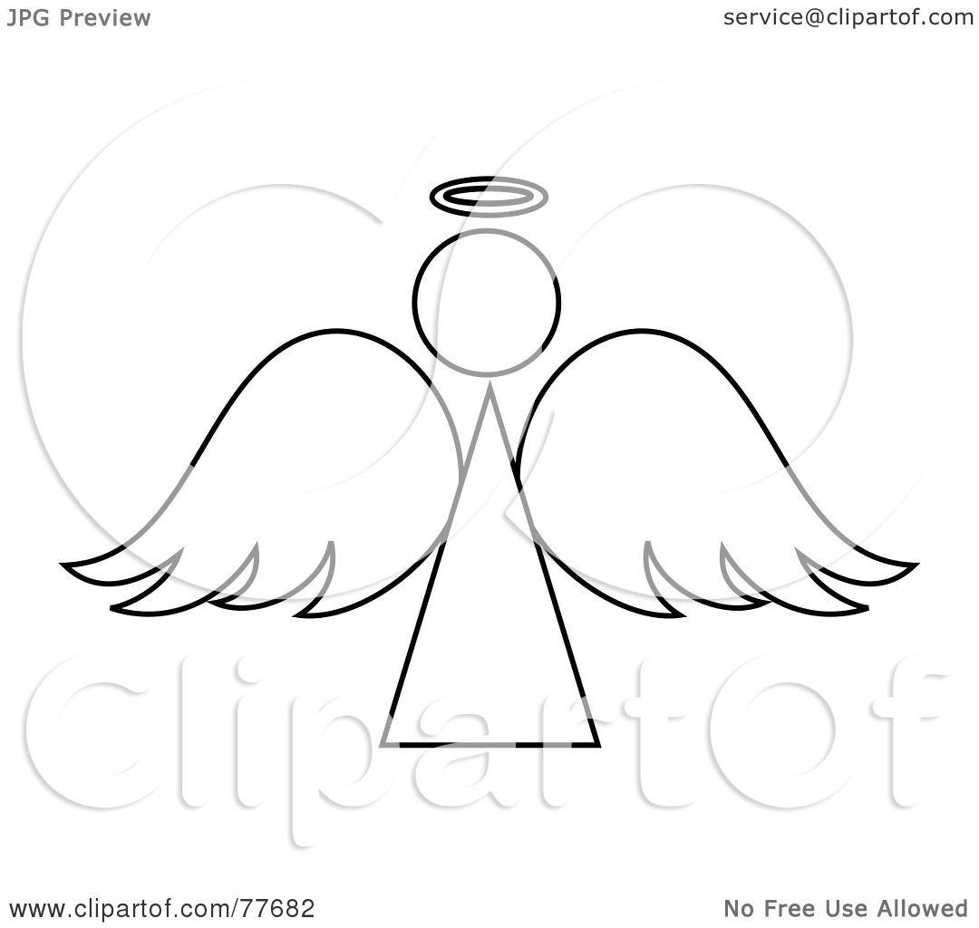 angel outline clip art black and white