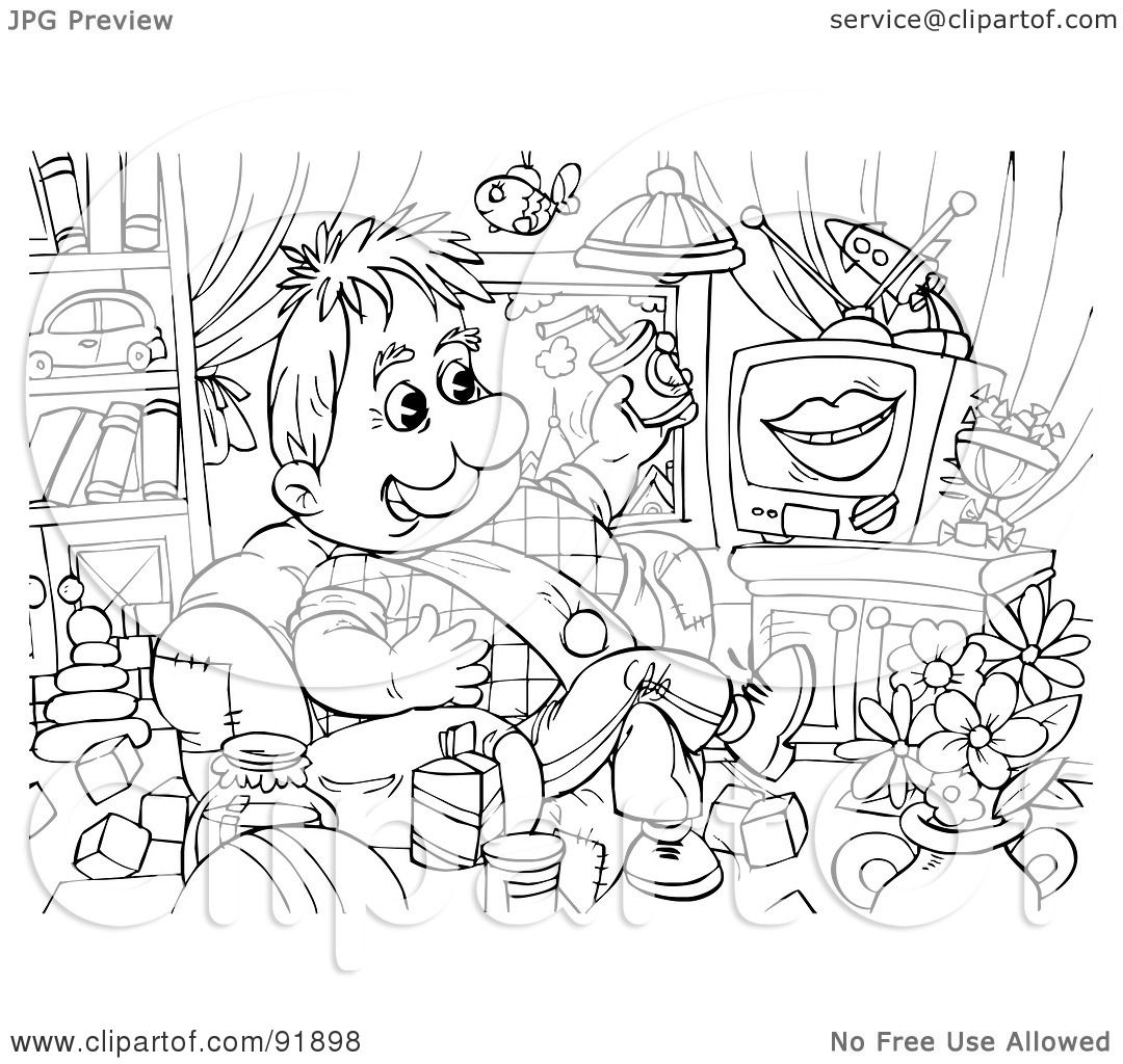 Royalty-Free (RF) Clipart Illustration of a Black And White Flyer Boy ...