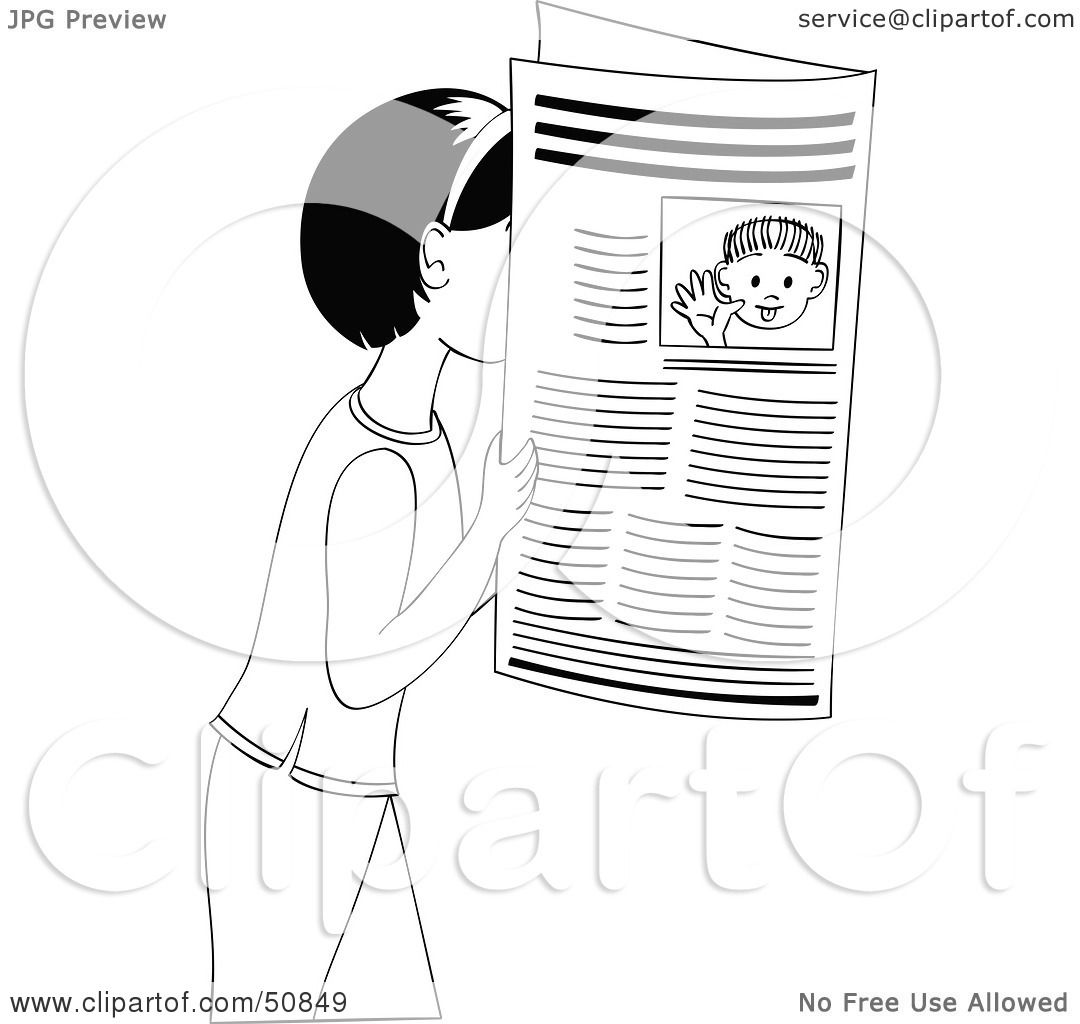 Royalty Free Rf Clipart Illustration Of A Black And White Girl Reading A Newspaper By Cherie Reve