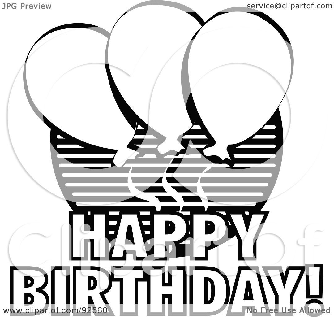 happy birthday balloon clip art black and white
