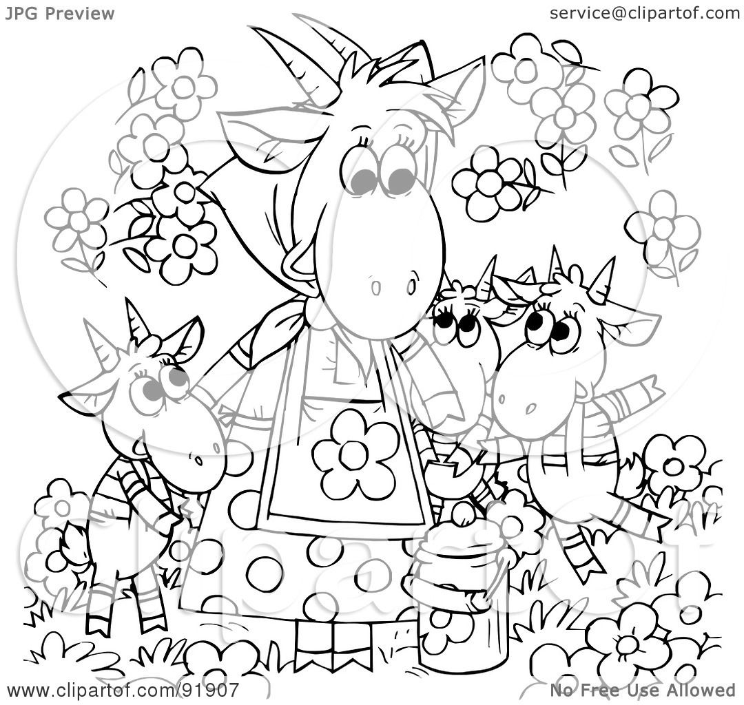 Коза и семеро козлят раскраска для детей