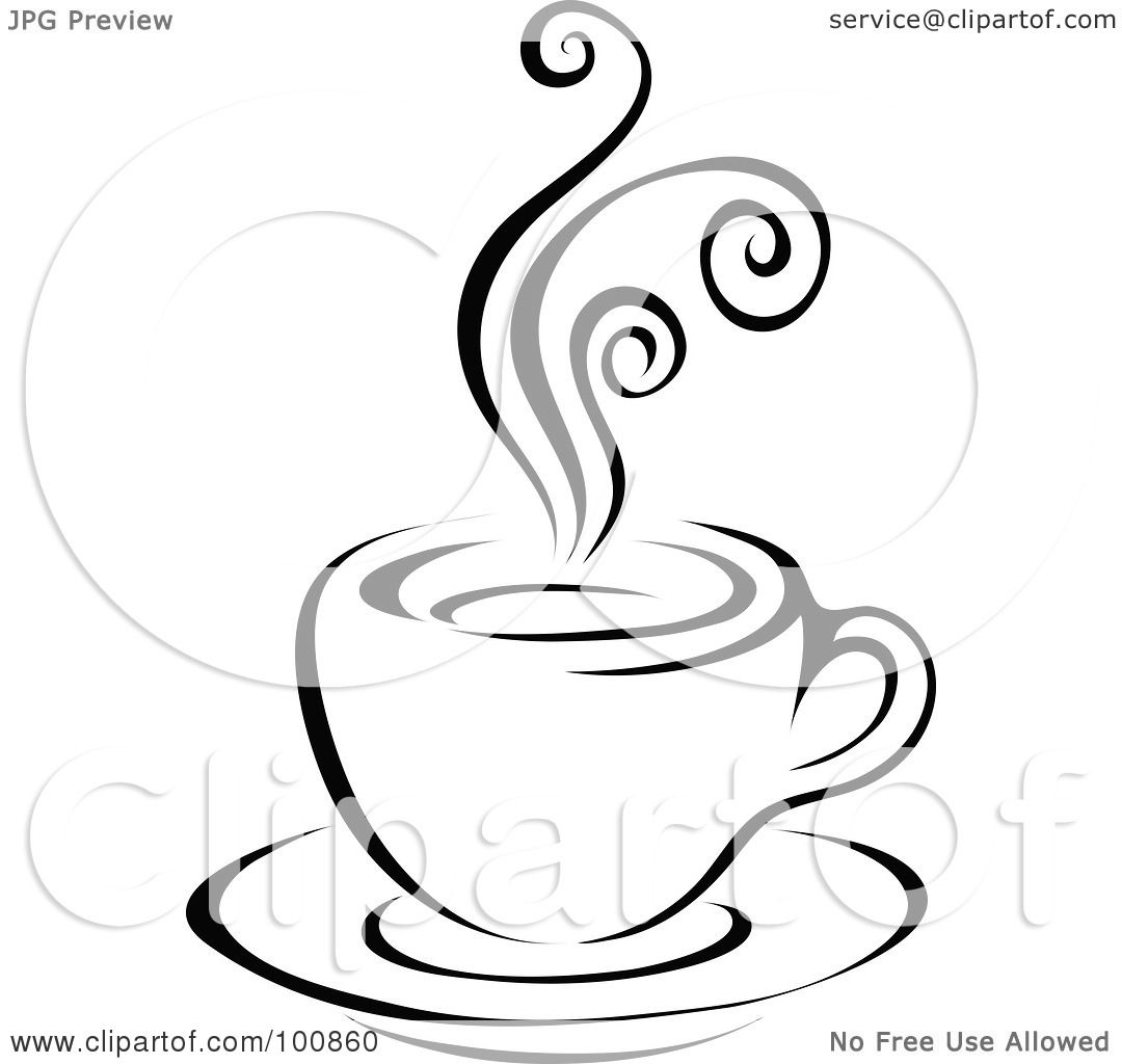 Royalty-Free (RF) Clipart Illustration of a Black And White Steam Latte