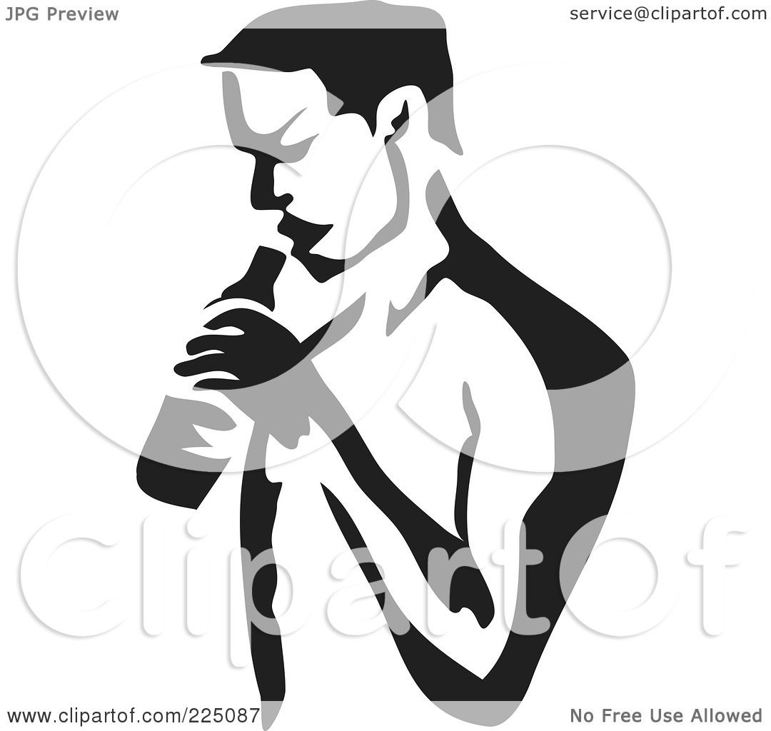 Royalty-Free (RF) Clipart Illustration of a Black And White Thick Line ...