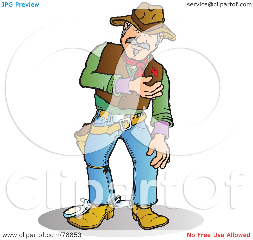 Royalty-Free (RF) Clipart Illustration of a Bleeding Western Cowboy Man