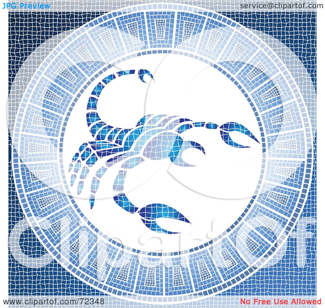 Royalty-Free (RF) Clipart Illustration of a Blue Scorpio Horoscope ...