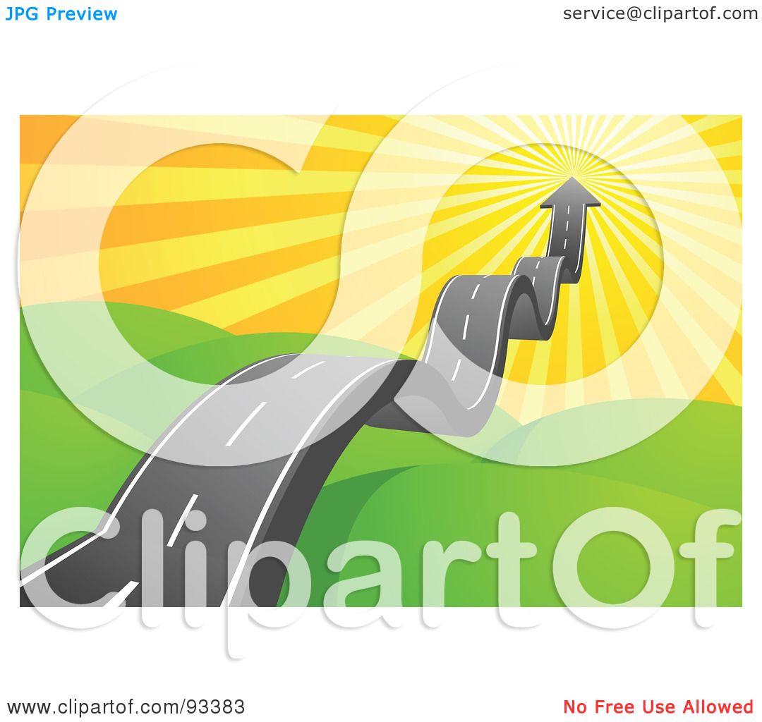 Royalty Free Rf Clipart Illustration Of A Bumpy Arrow Road Taking Off Into The Sunny Sky By Qiun 933