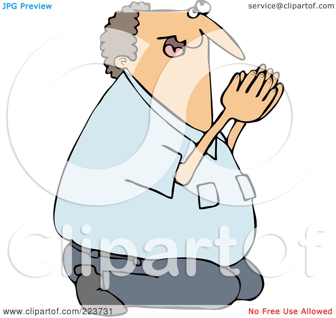 Royalty-Free (RF) Clipart Illustration of a Caucasian Man Kneeling And ...