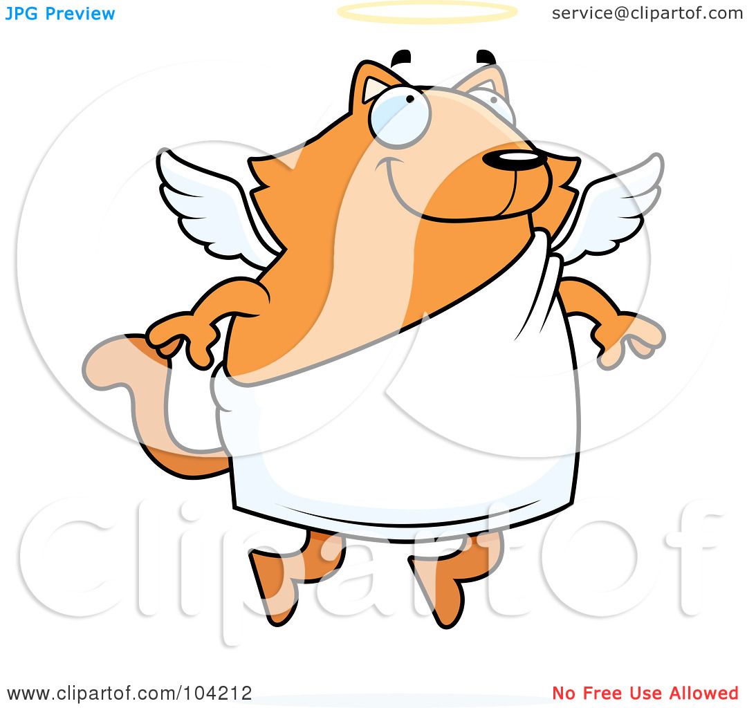 Clipart of a Cartoon Doodled Male Angel Running - Royalty 