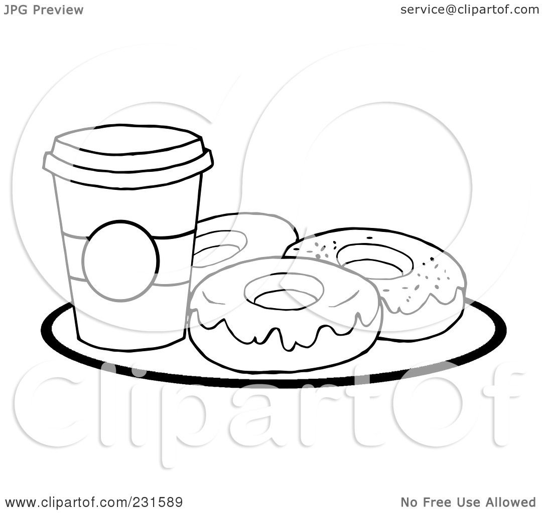 Coffee And Donuts Coloring Page Coloring Pages