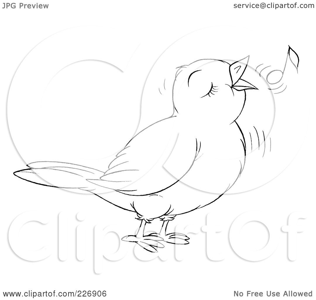 Cute singing bird on branch Royalty Free Vector Image