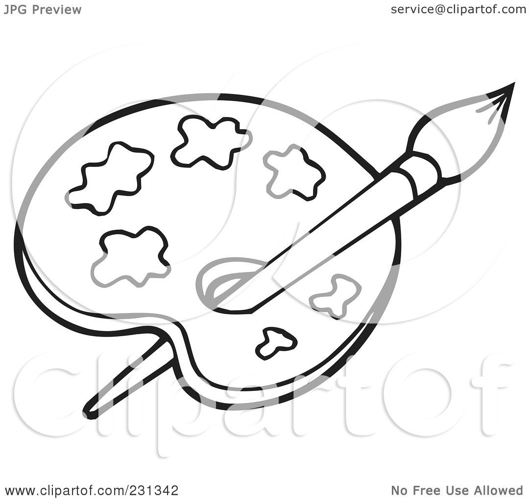 Download Royalty-Free (RF) Clipart Illustration of a Coloring Page Outline Of A Paint Palette by visekart ...