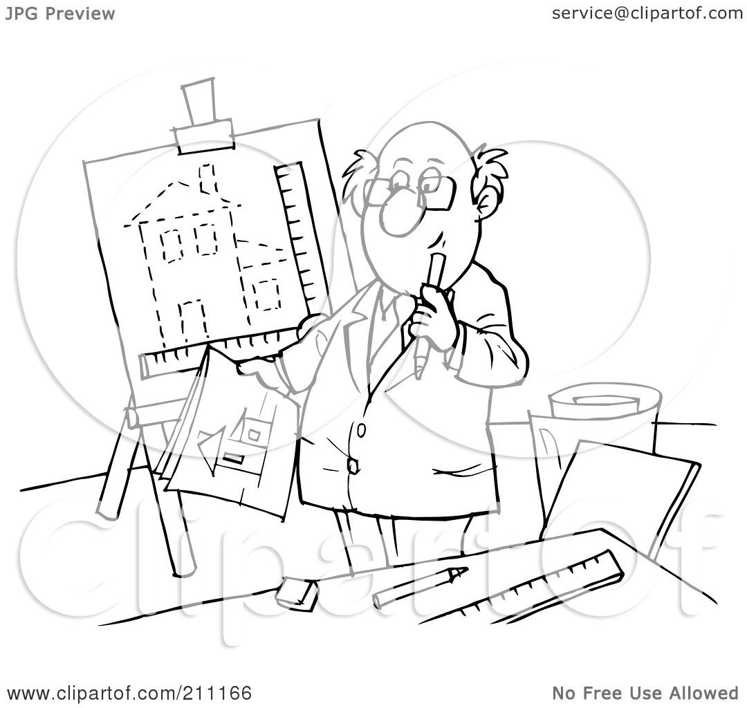 Royalty-Free (RF) Clipart Illustration of a Coloring Page Outline Of An ...