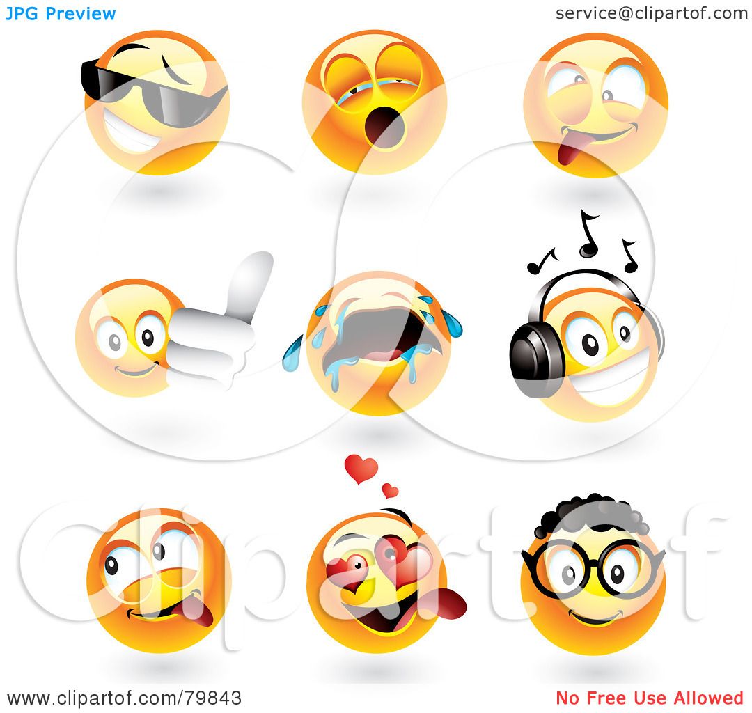 Royalty Free Rf Clipart Illustration Of A Digital Collage Of 3d Emoticon Faces Cool Yawning Goofy Thumbs Up Crying Music Teasing Amorous And Nerd By Ta Images