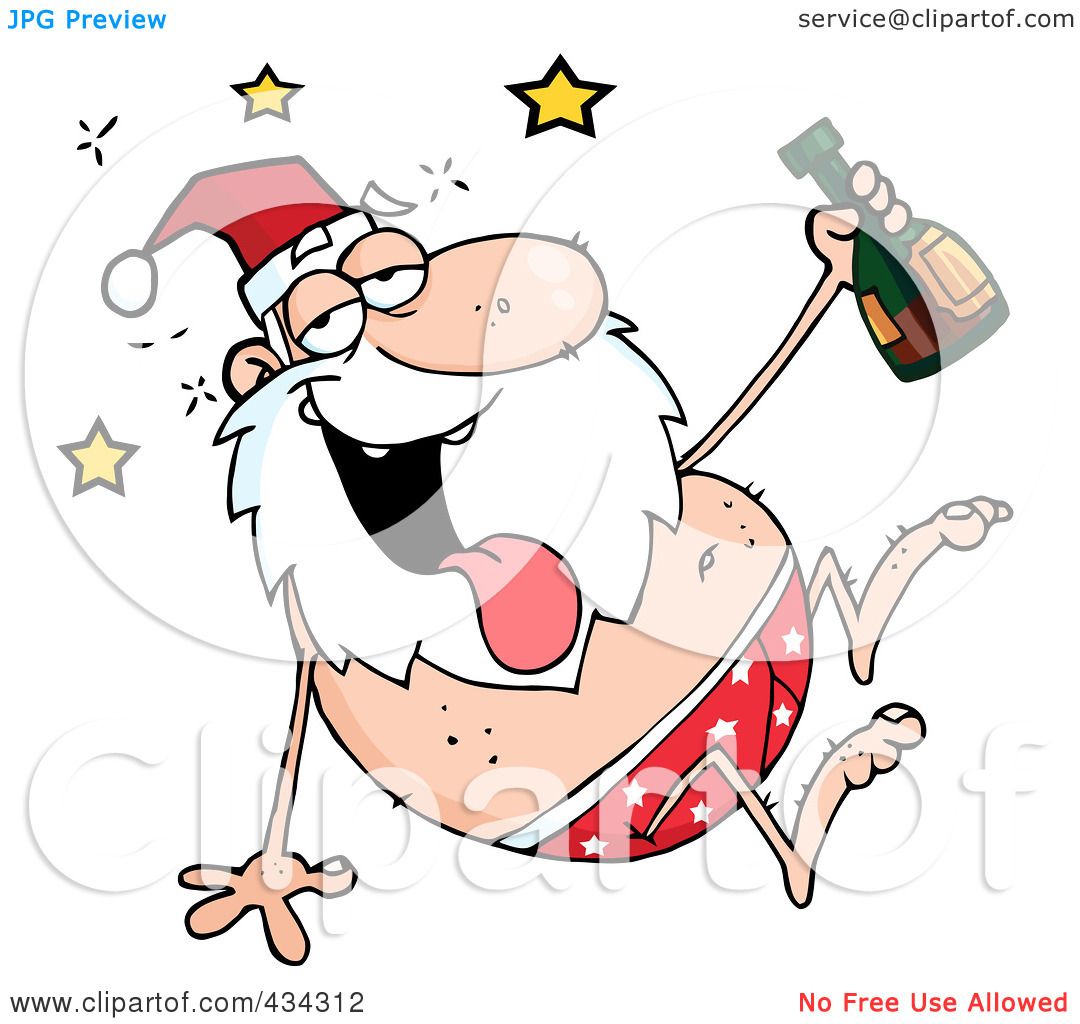 Royalty-Free (RF) Clipart Illustration of a Drunk Santa 