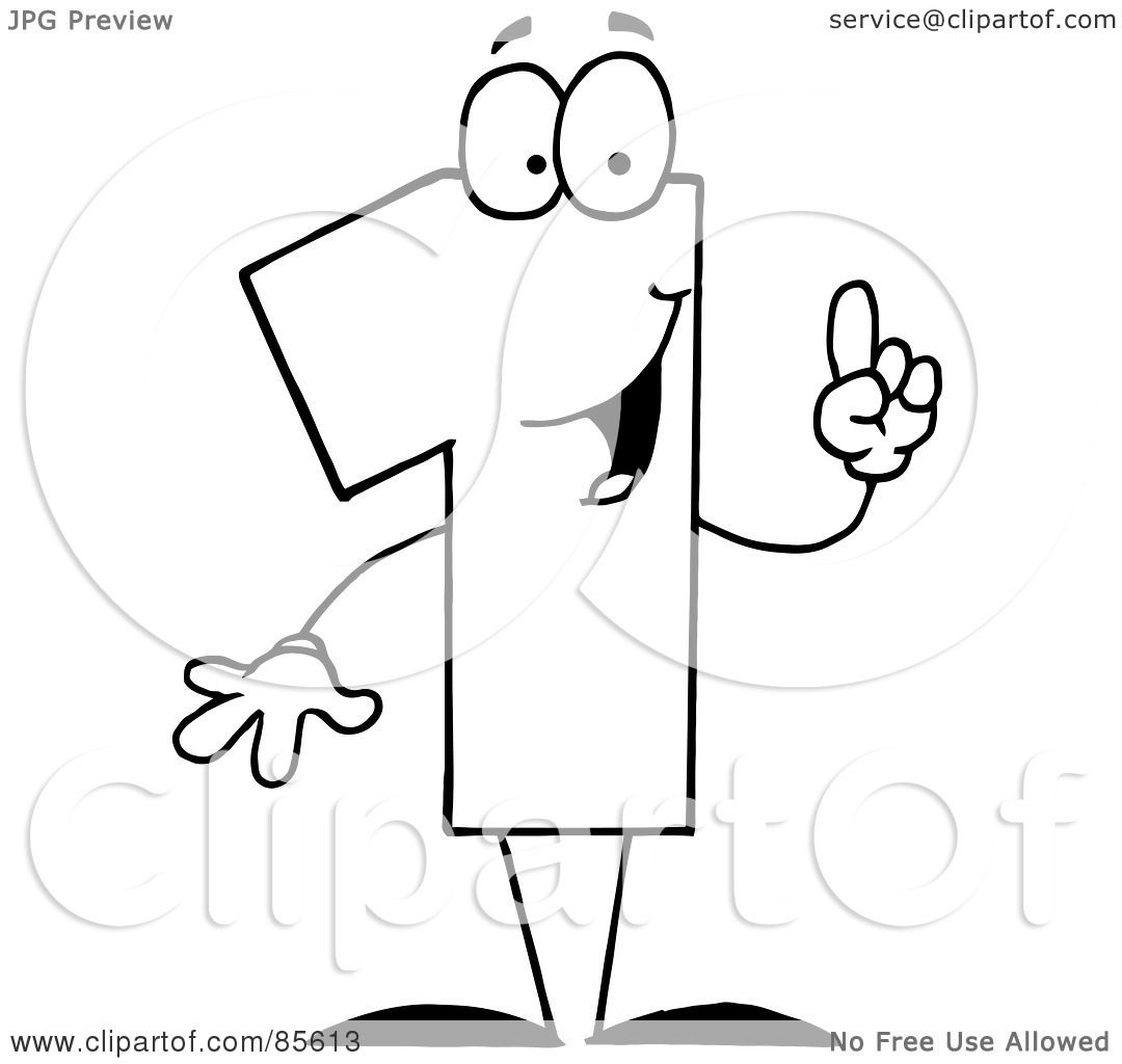 Royalty-free (rf) Clipart Illustration Of A Friendly Outlined Number 1 