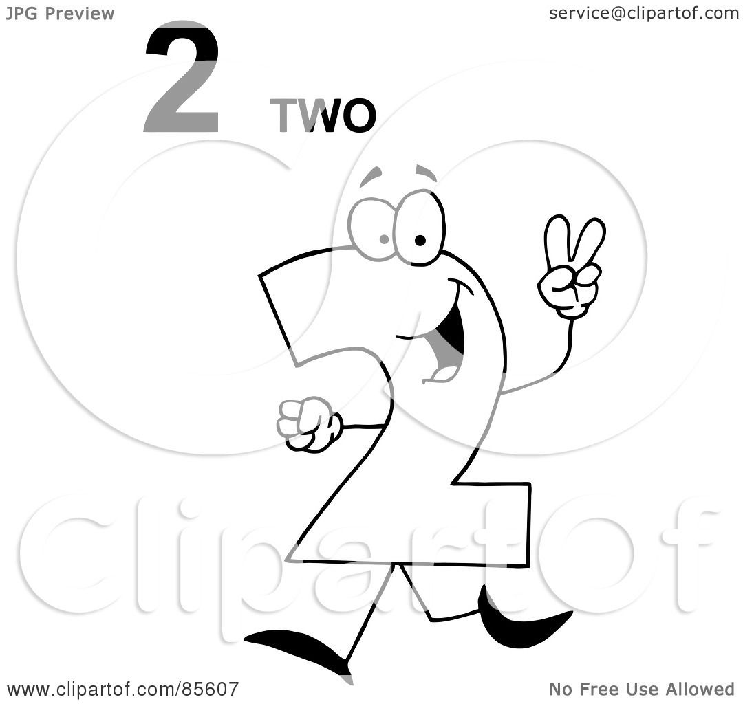 Royalty-Free (RF) Clipart Illustration of a Friendly Outlined Number 2 ...