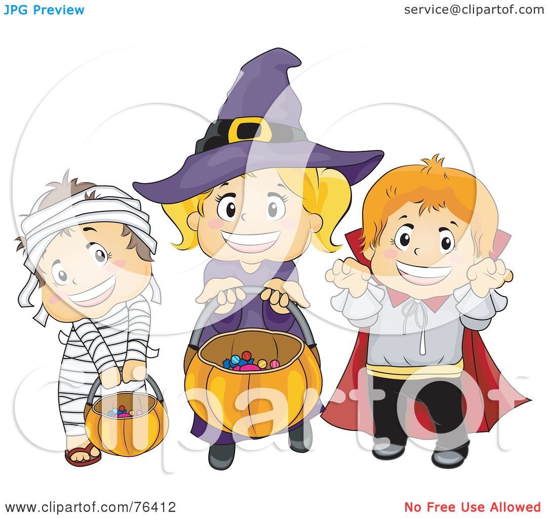 Royalty-Free (RF) Clipart Illustration of a Halloween Mummy, Witch And ...