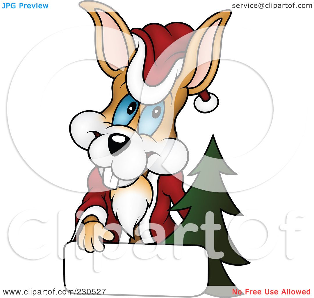 Royalty-Free (RF) Clipart Illustration of a Happy Christmas Bunny With