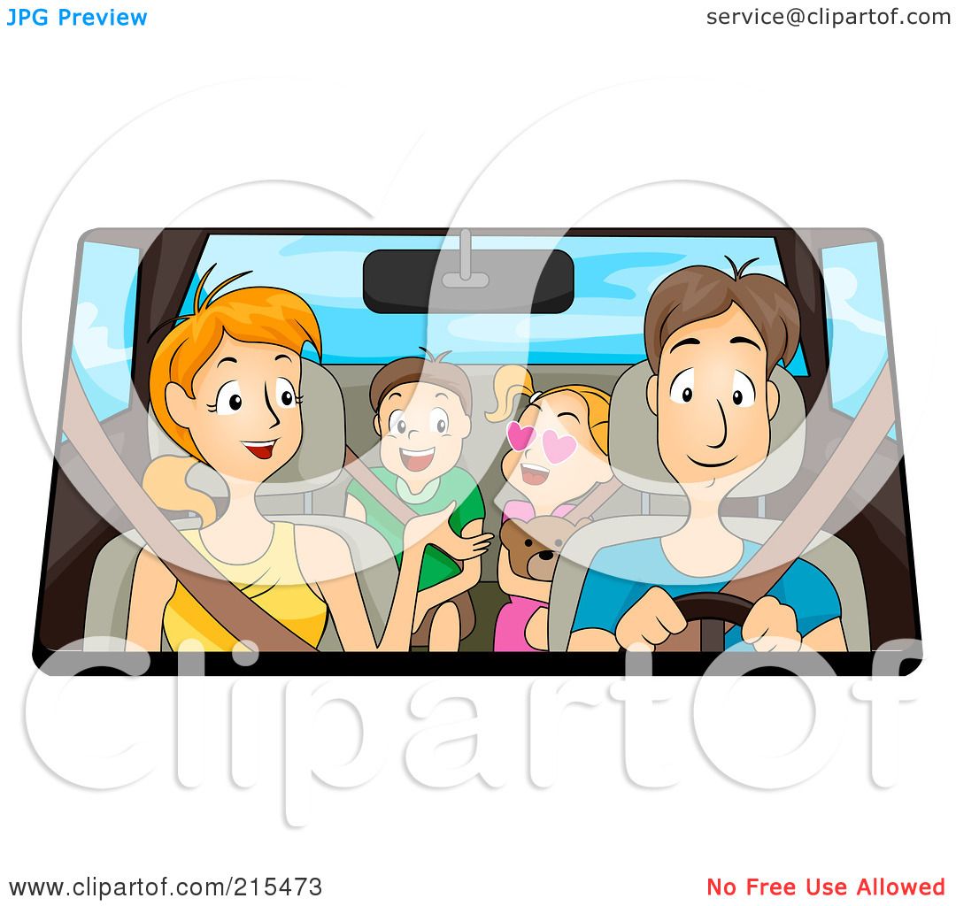 Royalty-Free (RF) Clipart Illustration of a Happy Family Driving In ...