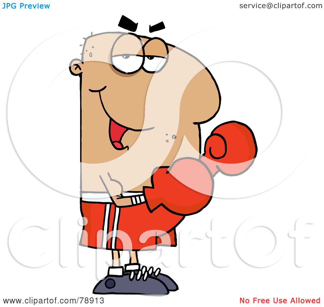Royalty-Free (RF) Clipart Illustration of a Hispanic Cartoon Boxer Man