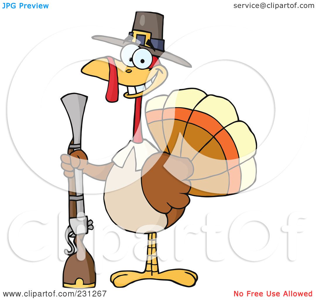 Royalty-Free (RF) Clipart Illustration of a Hunting Thanksgiving