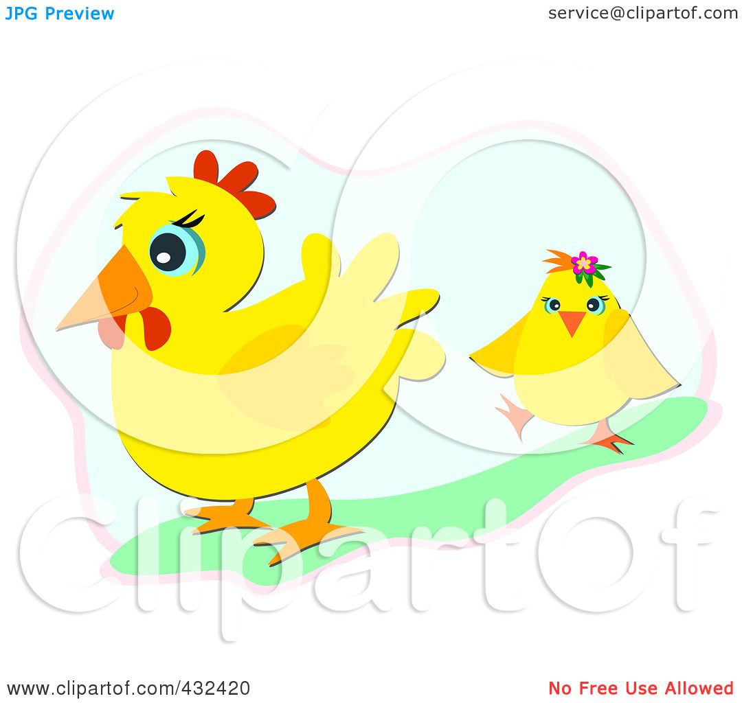 Royalty-Free (RF) Clipart Illustration of a Mother And Baby Chicken by ...