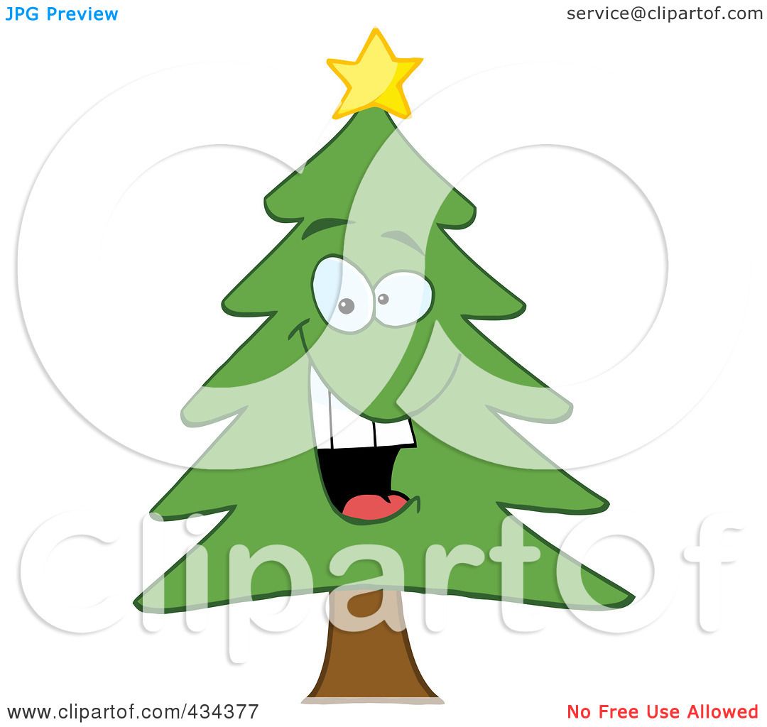 Royalty-Free (RF) Clipart Illustration of a Pine Tree - 4 by Hit Toon
