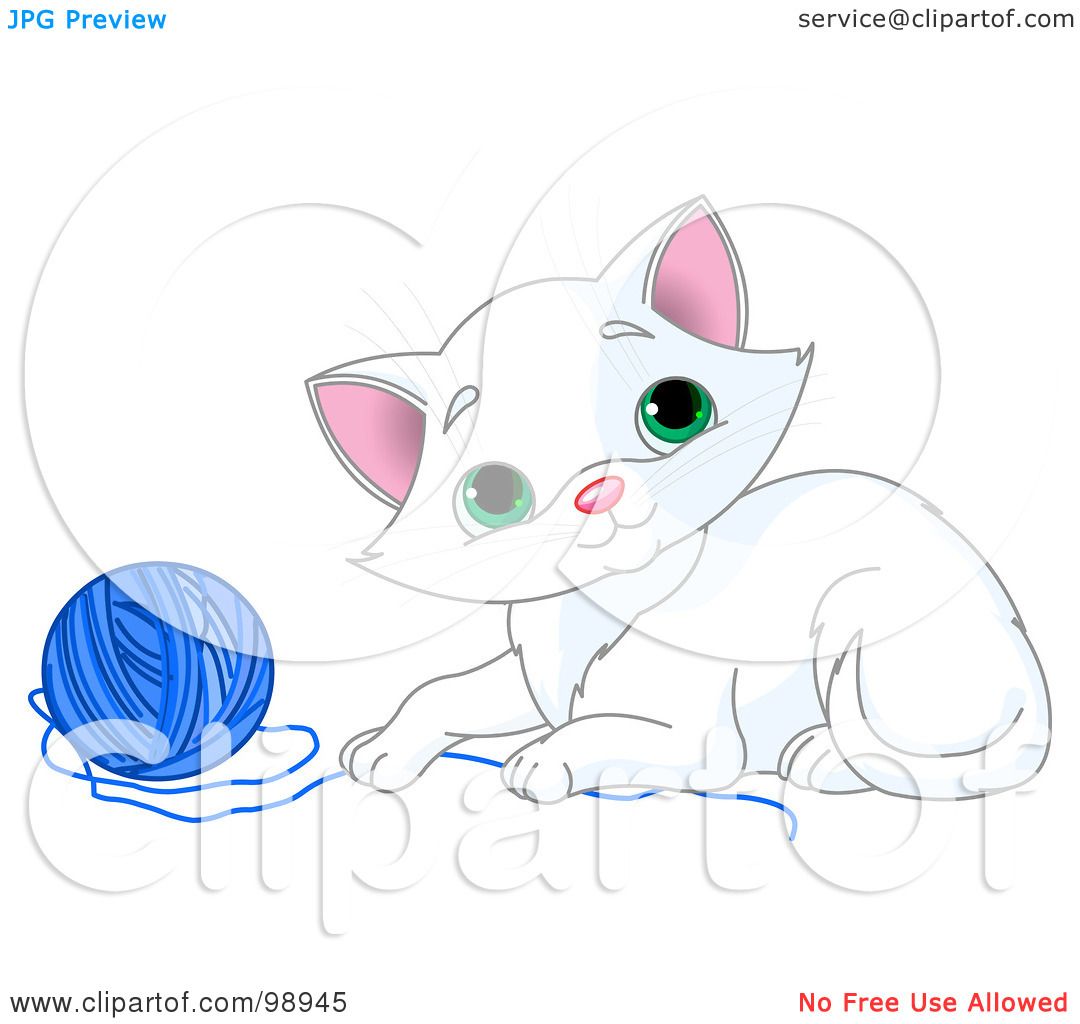 Royalty-Free (RF) Clipart Illustration of a Playful White Kitten With A ...