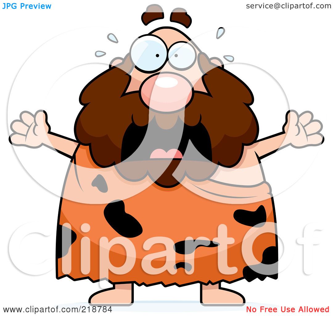Royalty Free Rf Clipart Illustration Of A Plump Caveman Freaking Out